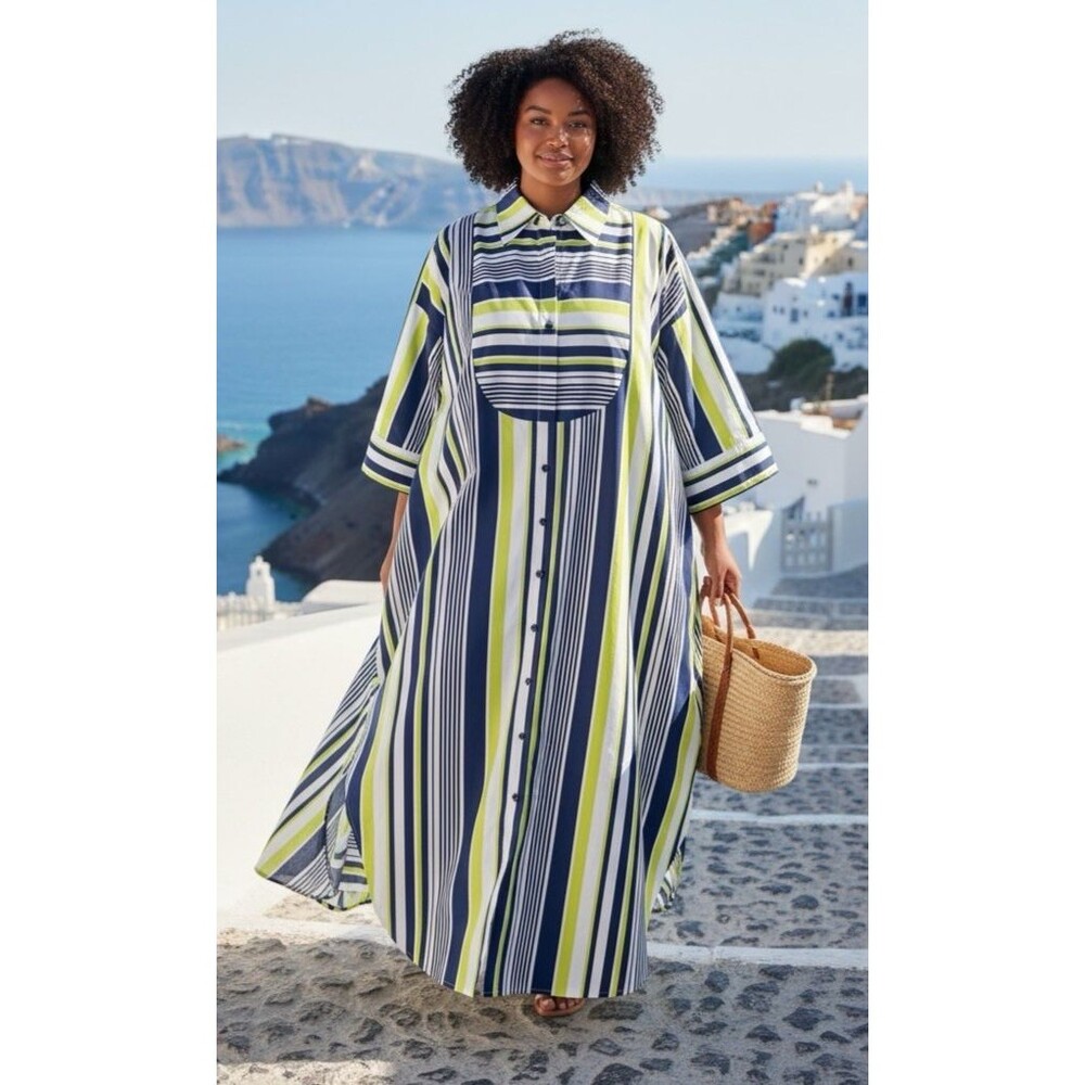 Carla Rockmore womens coastal kaftan maxi oversized lightweight dress Large